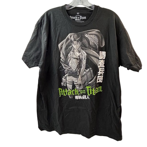 Attack on Titan Captain Levi T-Shirt XL Black Unisex Anime Graphic Tee - Picture 1 of 5